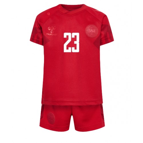 Maillot de foot Danemark Pierre-Emile Hojbjerg #23 Domicile enfant Monde 2022 Manches Courte (+ pantalon court)